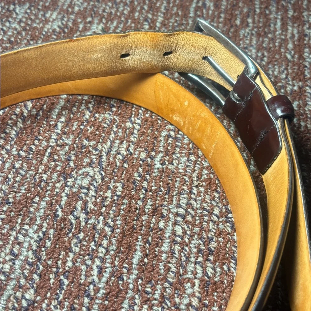 Martin Dingman Men’s Leather Belt silver buckle red brown soft classic office 42